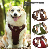 Explosion-proof Reflective Retro Leather Pet Harness